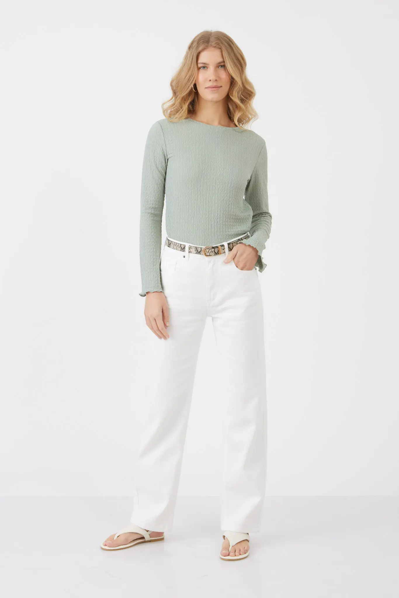 חולצה סרוגה שרוול ארוך חולצה סרוגה שרוול ארוך