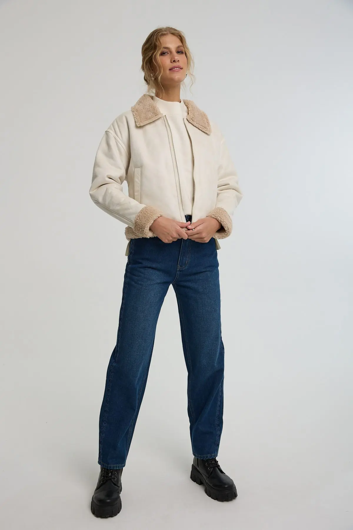 ⁦מעיל PU עם פרווה⁩ – תמונה ⁦7⁩