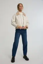 ⁦מעיל PU עם פרווה⁩ – תמונה ⁦7⁩