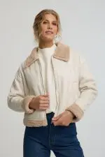 ⁦מעיל PU עם פרווה⁩ – תמונה ⁦6⁩