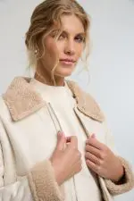 ⁦מעיל PU עם פרווה⁩ – תמונה ⁦5⁩