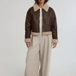 מעיל PU עם פרווה