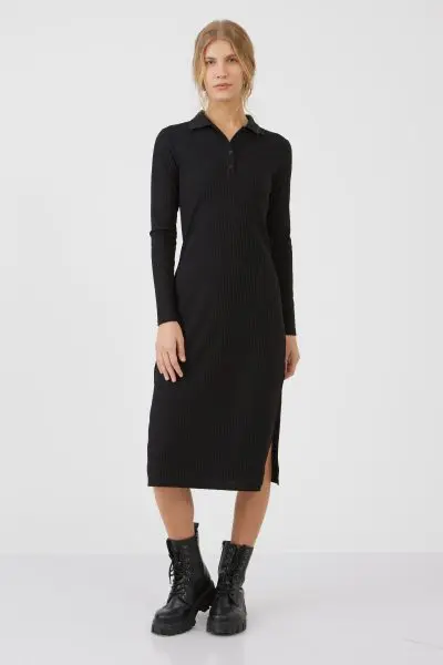 שמלת מקסי עם צווארון