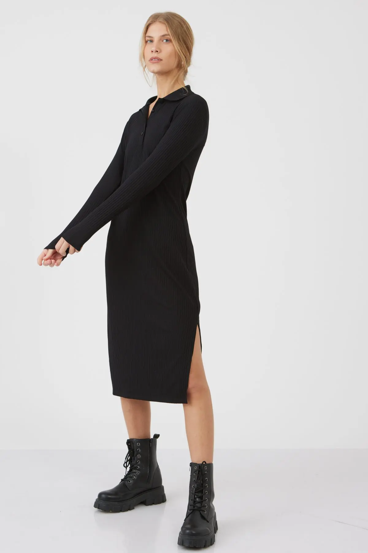 ⁦שמלת מקסי עם צווארון⁩ – תמונה ⁦2⁩