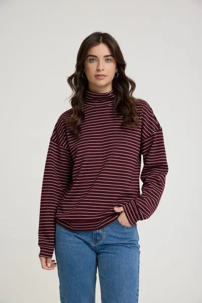 טופ צווארון פסים