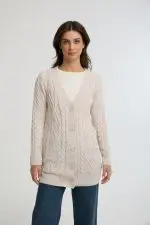 ⁦קרדיגן ארוך סרוג⁩ – תמונה ⁦2⁩