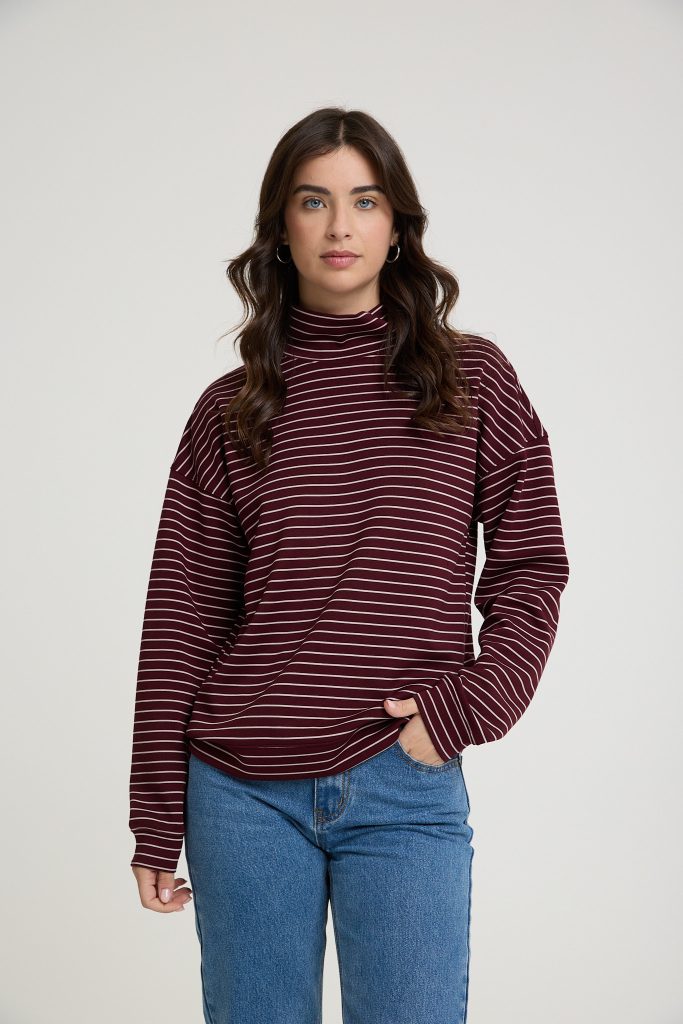 טופ צווארון פסים