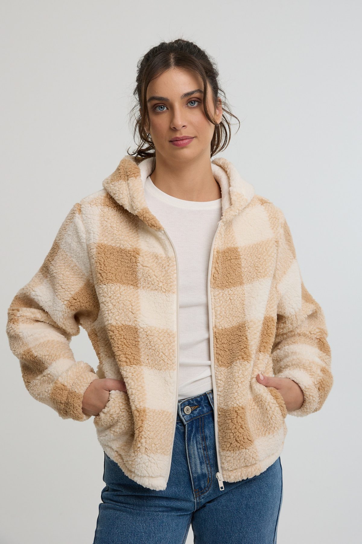 ⁦ג'קט פליז משובץ⁩ – תמונה ⁦5⁩