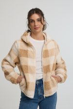 ⁦ג'קט פליז משובץ⁩ – תמונה ⁦5⁩