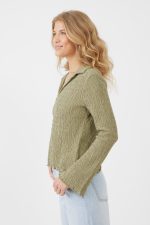 ⁦חולצה ארוכה סרוגה מכופתרת⁩ – תמונה ⁦3⁩