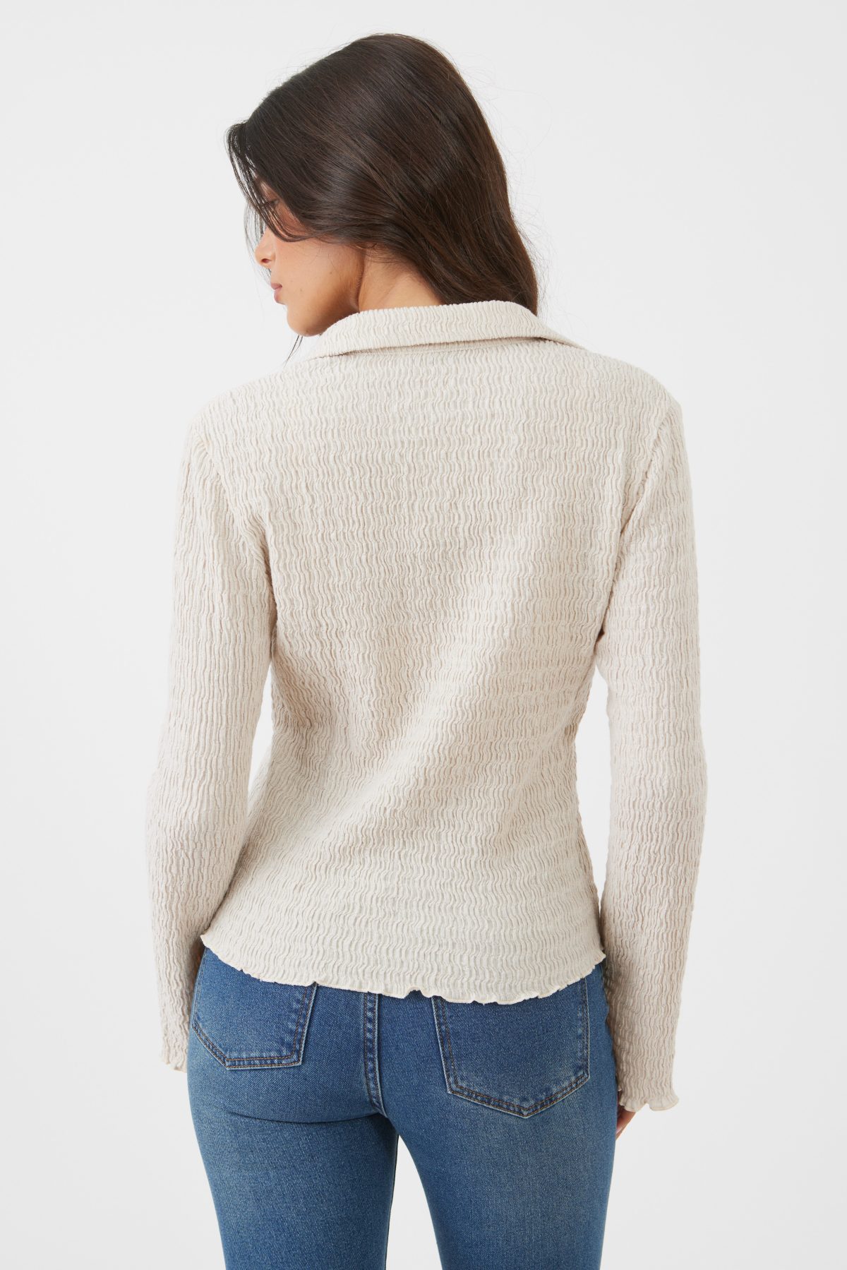 ⁦חולצה ארוכה סרוגה מכופתרת⁩ – תמונה ⁦5⁩