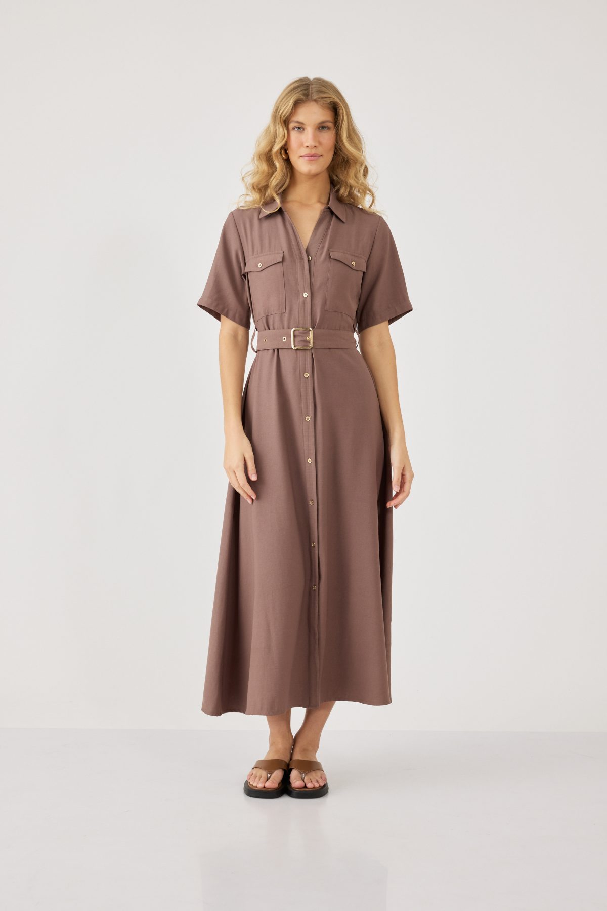 ⁦שמלת מקסי מכופתרת⁩ – תמונה ⁦3⁩