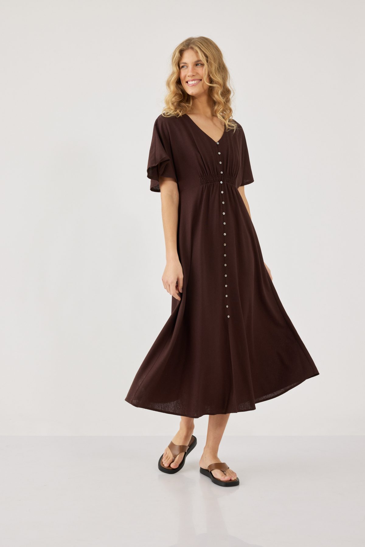 ⁦שמלה ארוגה עם כפתרה⁩ – תמונה ⁦3⁩