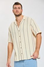 ⁦ח. מכופתרת שרוול קצר פסים⁩ – תמונה ⁦3⁩