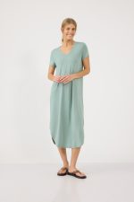 ⁦שמלת מקסי צווארון V⁩ – תמונה ⁦3⁩