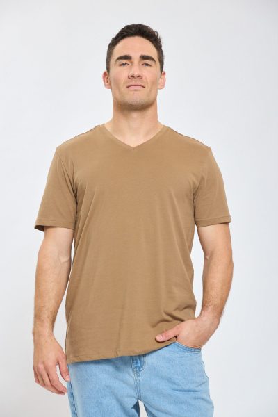 חולצה חלקה צווארון V