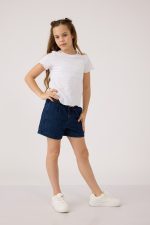 ⁦מכנס  ג'ינס קצר עם חגורה⁩ – תמונה ⁦2⁩