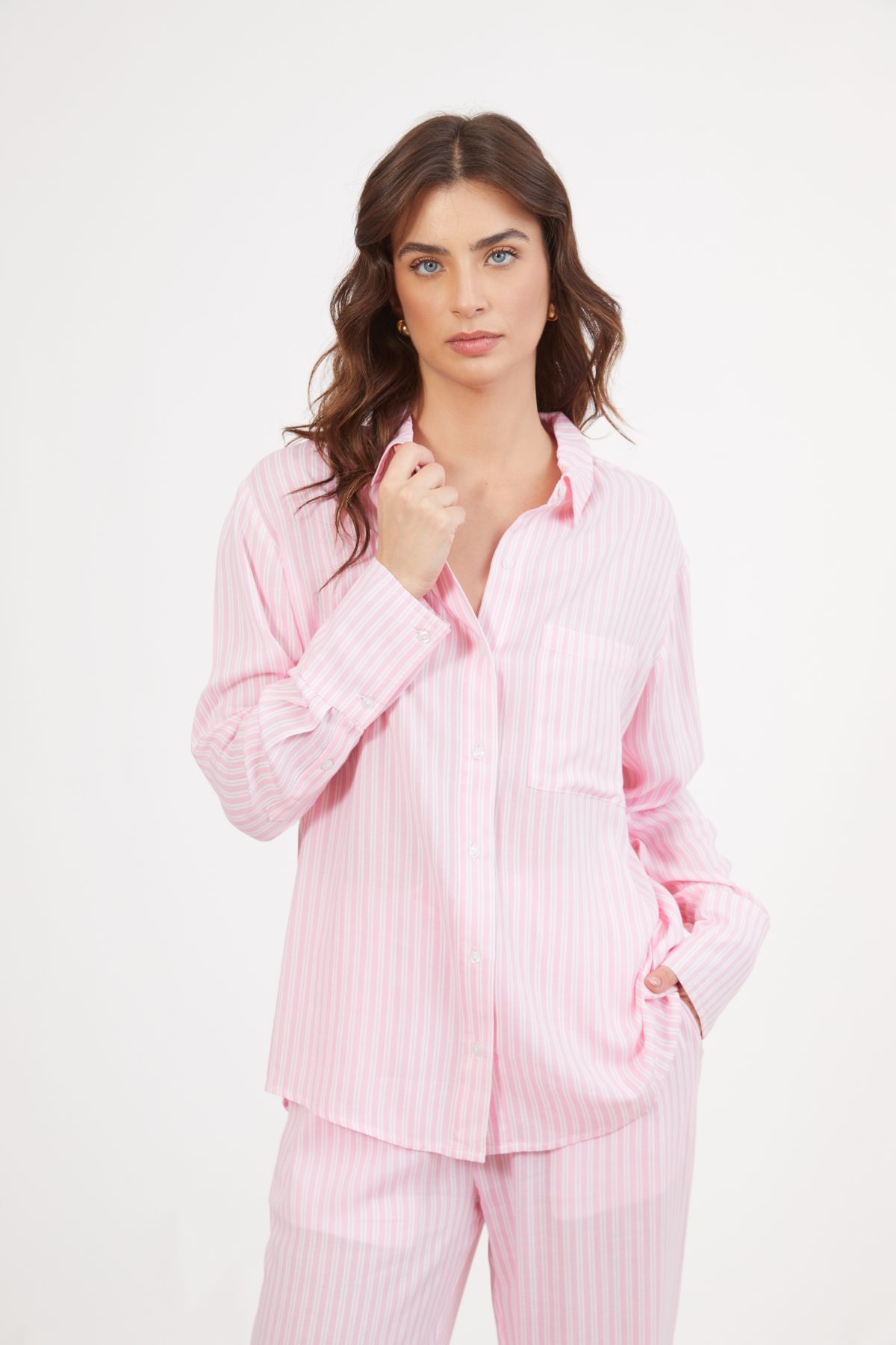 ⁦ח. מכופתרת פסים Oversize- חלק מסט⁩ – תמונה ⁦2⁩
